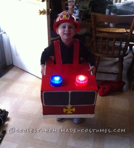 Coolest Homemade Firetruck Costume for a Toddler