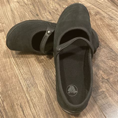 Crocs Wrapped Mary Jane Black Suede Leather Ballet Fl… - Gem