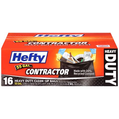 Hefty Heavy Duty Contractor Trash Bags Waste Keeper Black 55 Gallon 16 Count 13700255168 | eBay