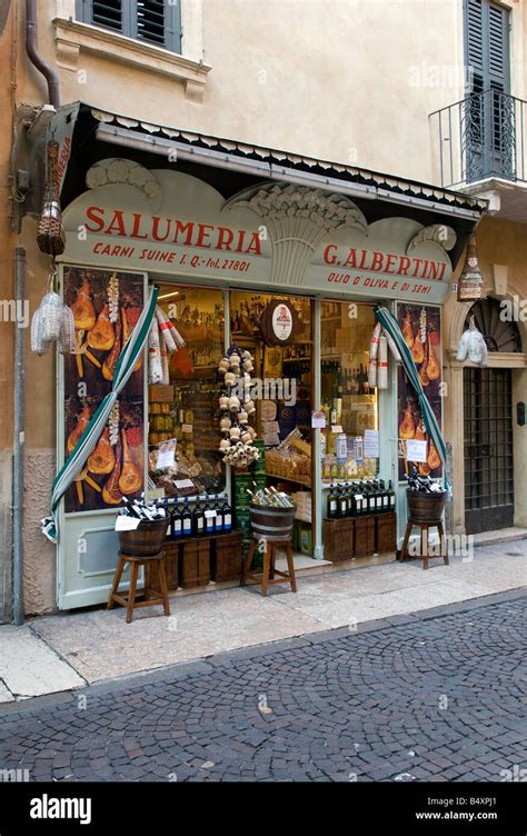 traditional food shop in verona, italy Stock Photo - Alamy