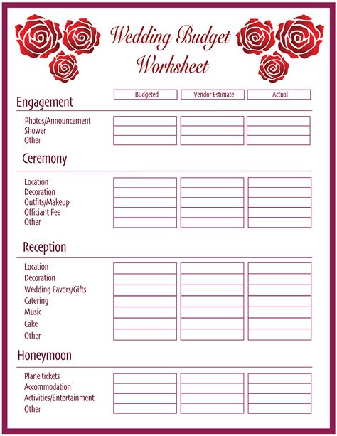 10++ Wedding Budget Worksheet – Worksheets Decoomo