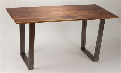 Modern Dining Table Solid Wood and Trapezoid Steel Legs Living Room Custom Table - Vanport Furniture