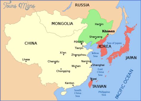 East Asia North-east China Manchuria - ToursMaps.com