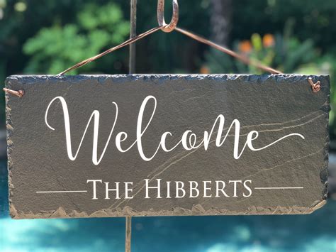 Outdoor Welcome Sign Slate Welcome Sign Custom Name Plaque - Etsy