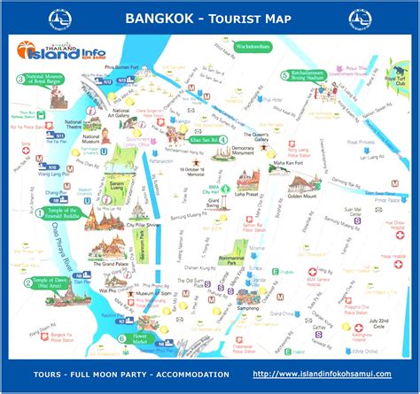 Bangkok Tourist Map: Metro, BTS Skytrain, Landmarks