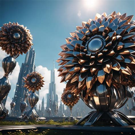 Futuristic metal flowers - AI Generated Artwork - NightCafe Creator