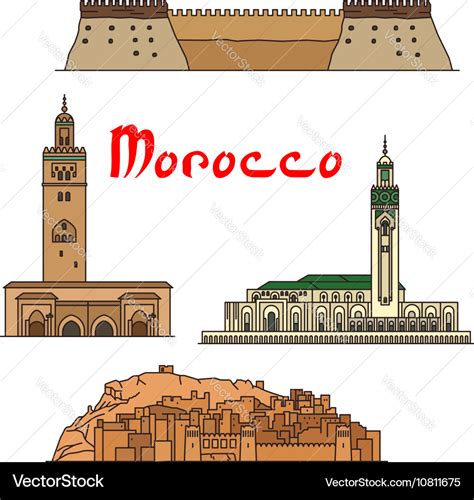 Morocco historic landmarks and sightseeings Vector Image