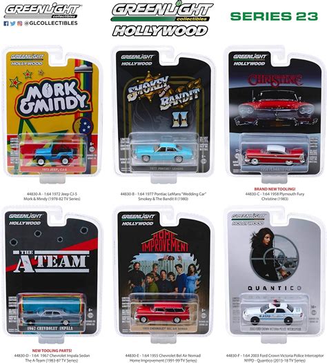 Amazon.com: Greenlight Hollywood Series Release 23, Set of 6 Cars 1/64 Diecast Models 44830 ...