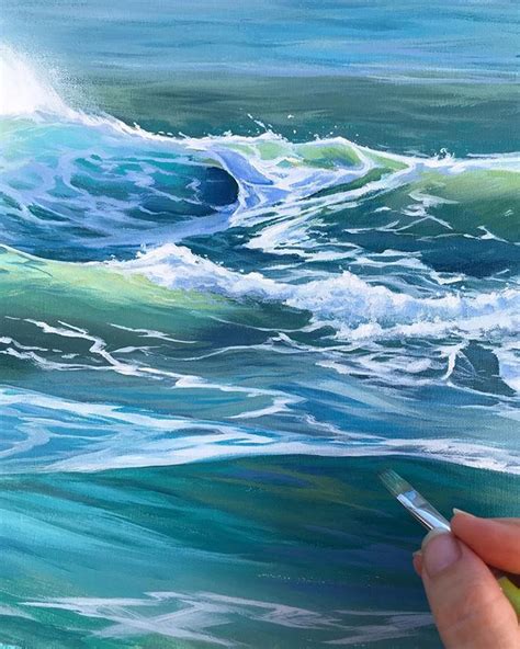 Painting waves and the ocean - See more at juliekluh.com #oceanart | Ocean painting, Ocean art ...