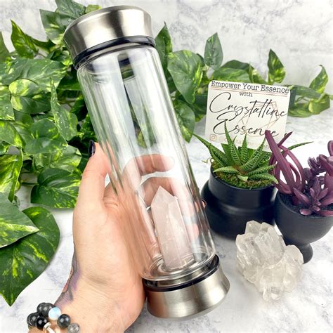 Crystal Infused Water Bottle//reusable Glass Bottle//Gem | Etsy