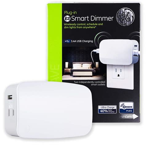 GE Enbrighten Z-Wave Plus Smart Plug Dimmer with 2 USB Ports - 2 ...