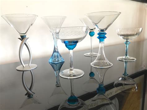 Set of 6 Vintage Bombay Sapphire Martini Cocktail Glasses - Artedeco - Online Antiques