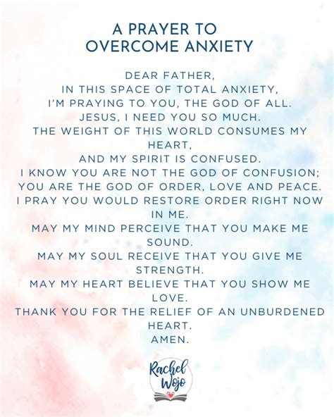 A Prayer to Overcome Anxiety - Rachel Wojo