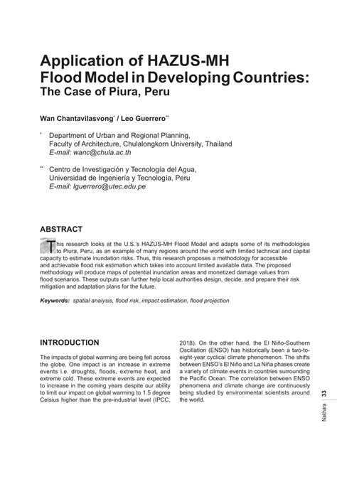 (PDF) Application of HAZUS-MH Flood Model in Developing Countries