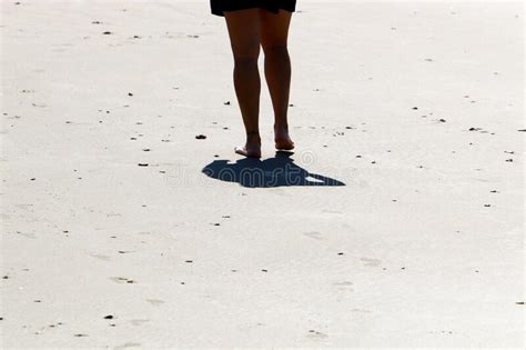 Legs of an Athlete Running Barefoot on a Sandy Beach in Sea Water. Stock Image - Image of ...