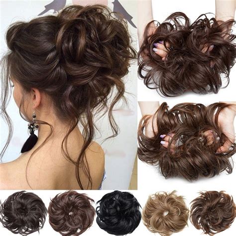 sego messy bun hair ponytail hair extension synthetic scrunchy wavy real hair bun fake hair ...