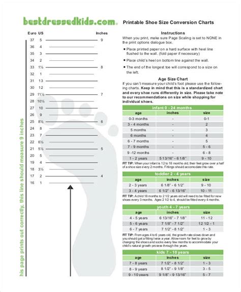 Printable Shoe Size Chart - 21+ PDF Documents Download | Free & Premium Templates