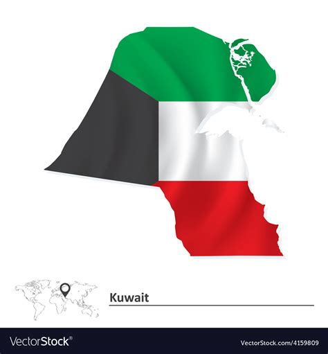 Map kuwait with flag Royalty Free Vector Image