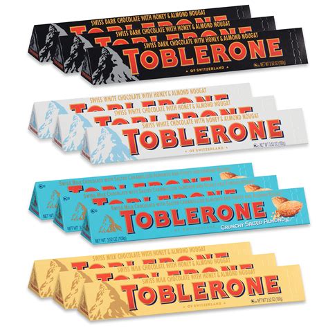 Toblerone Swiss Chocolate Variety Pack - Milk, Dark, White, Salted Caramelized Almond - Easter ...