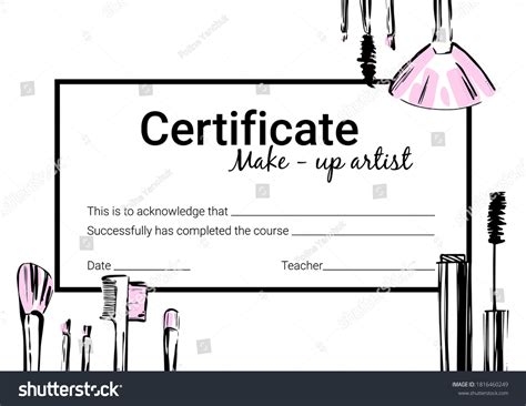 Makeup Artist Certificate Certificate Design School Stock Vector (Royalty Free) 1816460249