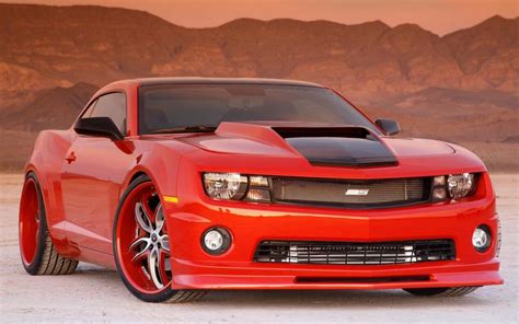 Red Chevrolet Camaro SS in the desert HD desktop wallpaper : Widescreen : High Definition ...