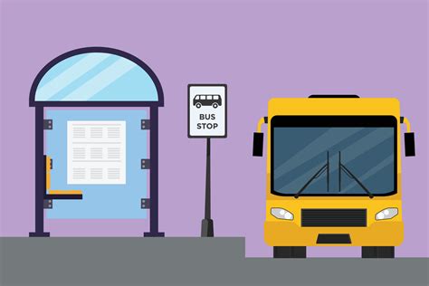 Character flat drawing bus stop with shelter, simple bus sign ...