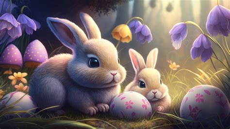 Easter Bunny Beautiful Background, Rabbit, Easter Eggs, Easter ...