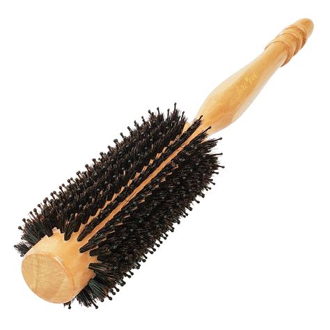 High Density Boar Bristle Round Brush with Wood Handle by Care Me – 2″ with Bristles (1″ Core ...