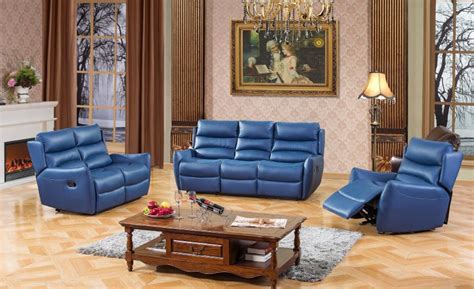 M-7965 Blue Leather Sofa Set - Furtado Furniture