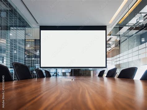 Mock up projector screen Presentation interior conference room Business ...