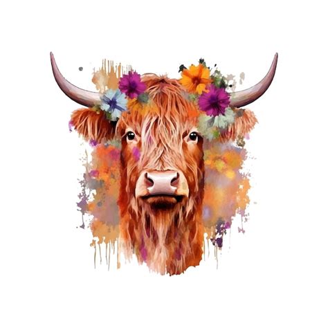 Premium Vector | Watercolor highland cow