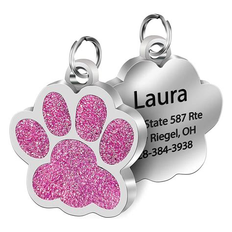 Dog Collar Tag Personalized Engraved Paw Shape - Orbisify.com