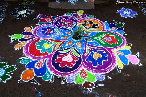 Easy Cartoon Rangoli Designs With Colours