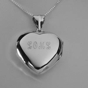 Custom Engraved Locket Personalized Sterling Silver Large Rounded Heart Locket 1 Inch Hand ...