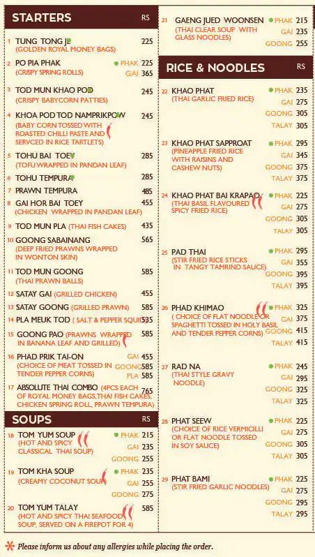 Absolute Thai Menu, Menu for Absolute Thai, Teynampet, Chennai - Zomato