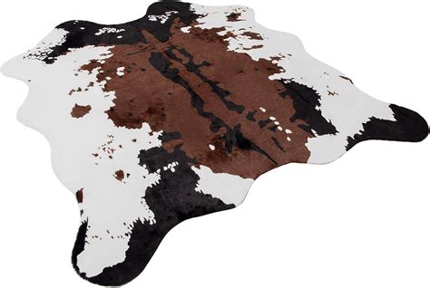 Faux Cowhide Rug (4.6' x 5.2') - Cow Print Area Rug for a Western Boho Decor - Synthetic ...