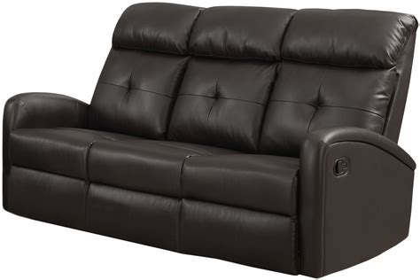 88BR-3 Dark Brown Bonded Leather Reclining Sofa from Monarch | Coleman ...