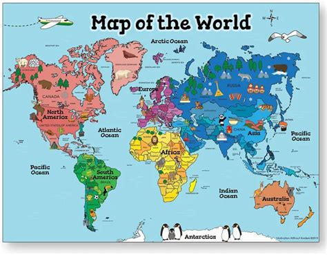 World Wall Maps for Kids Laminated durable poster HW Countries States ...