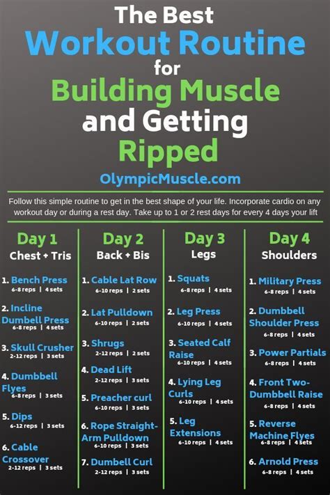 Check out this great 4 day workout routine for building muscle and getting ripped! # ...