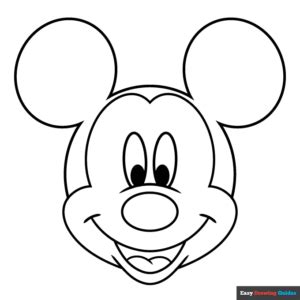 Mickey Mouse Face Coloring Page | Easy Drawing Guides