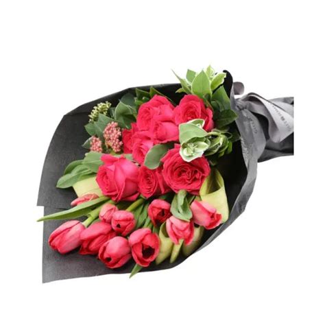 Send 10 Tulip and 6 Roses in Bouquet to Philippines