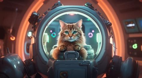 Premium AI Image | A cat in a space suit is sitting on a space suit