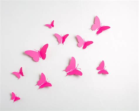 3D Wall Butterflies: 3D Butterfly Wall Art for Nursery, Girl's Room in Fuchsia Pink - Etsy