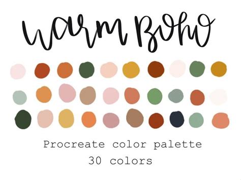 Warm Boho Procreate Palette/Color Palette | Etsy | Color palette pink ...