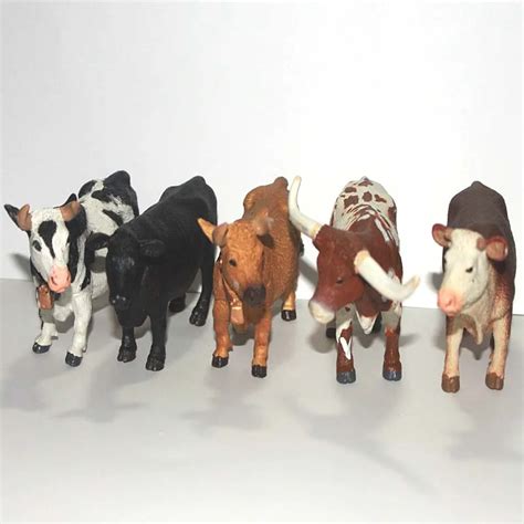 solid eco friendly plastic animal model toy figure 5pcs/set Cows Bulls figure-in Action & Toy ...