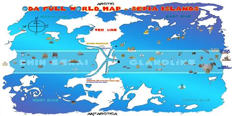 New Oda Full World Map Original + Sepia Islands : New geographic map based on the official and ...