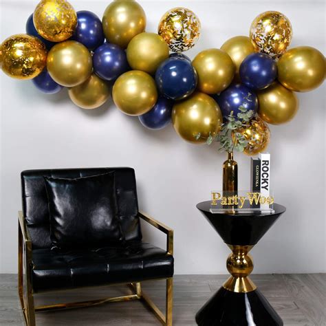 Buy PartyWoo Navy Blue Gold Balloons, 35 pcs 12 In Navy Blue Balloons ...