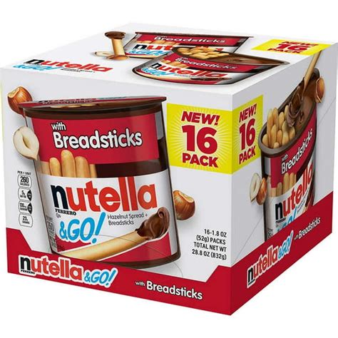 Nutella & Go Snack Pack, Hazelnut Spread with Breadsticks, 1.8 oz, 16 ct - Walmart.com - Walmart.com