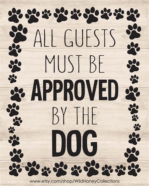 All Guests Must Be Approved by Dog, Printable Decor, Paw Prints, Funny Guest Room Sign, INSTANT ...