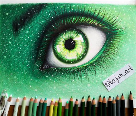 Green eye drawing by Bajan Art | No. 63